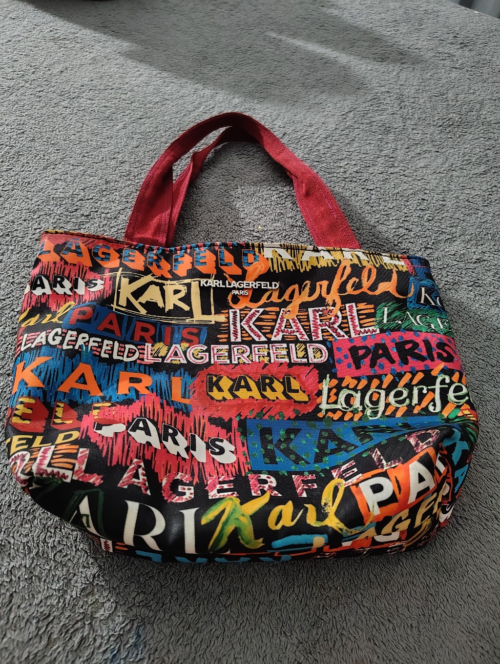 Karl Lagerfeld Multicolor LogoPrint Tote With Red Handles